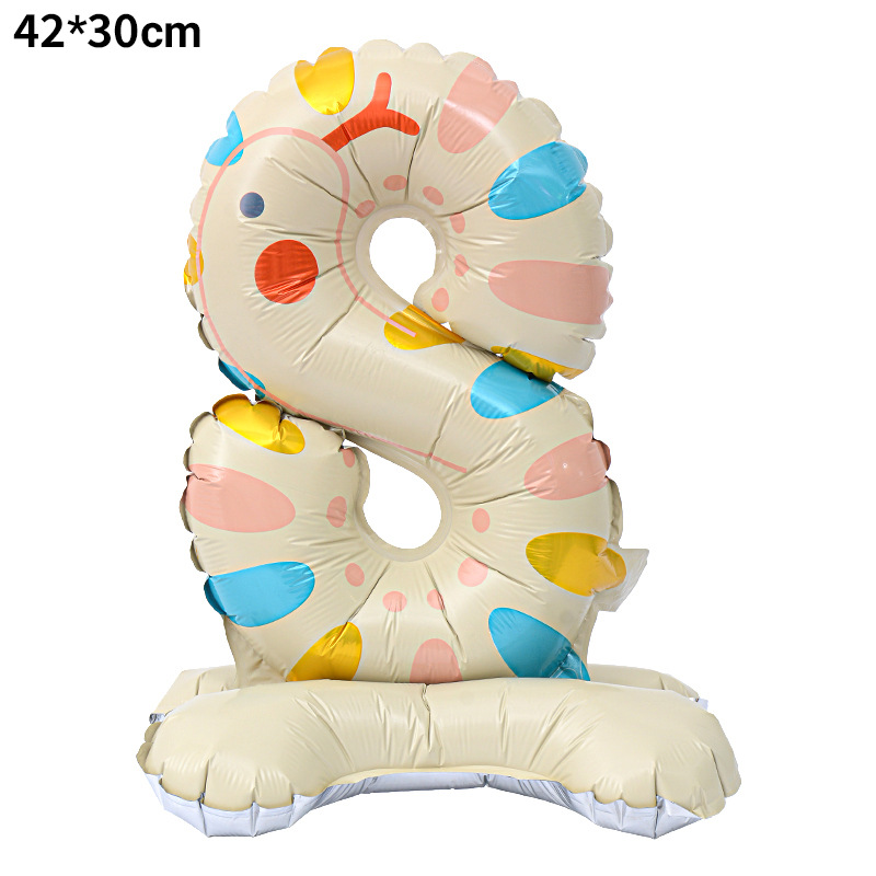 Transfronteriza nueva columna digital de animales de 23 pulgadas globo de aluminio forma de dibujos animados 0-9 decoración de diseño de escena de cumpleaños