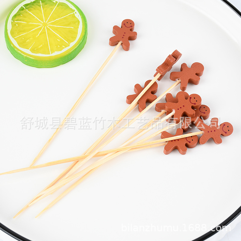 Fabricante al por mayor una vez creativo stick de fruta cactus stick de bambú fijo horquilla sándwich stick creativo