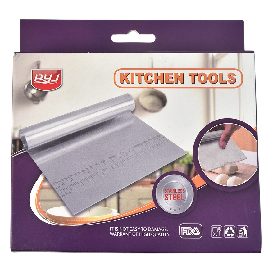 Fuente fabricante cortador de harina de acero inoxidable con escala harina masa de corte raspador de harina utensilios para hornear