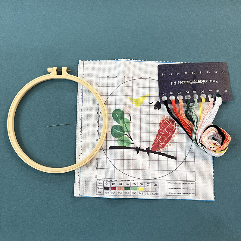 Bordado hecho a mano material de bricolaje paquete animal pequeño tamaño Cruz puntada colgante pintura flor principiante niños estudiante bolsa práctica