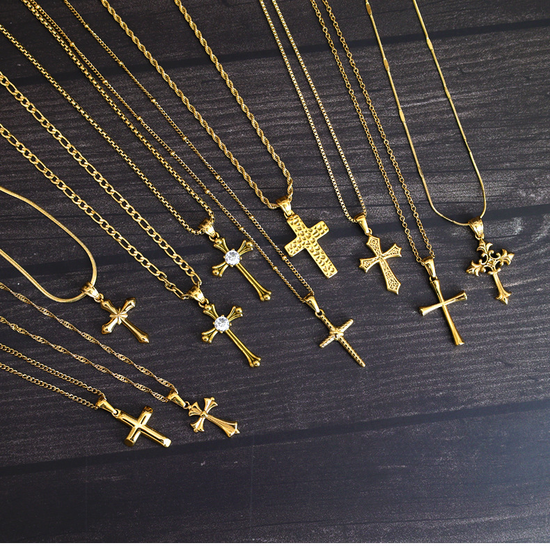 3g Weight Pendant Jewelry Making Type Real Gold Plated Plating Material 1 Piece Quantity Daily Occasion 304 Stainless Steel Material Cross Pattern All Seasons Season Unisex Gender Polished Finish Retro, Classic Style Style Waterproof Non Tarnish Craft 1 Piece 304 Stainless Steel Real Gold Plated Cross Polished Pendant 10