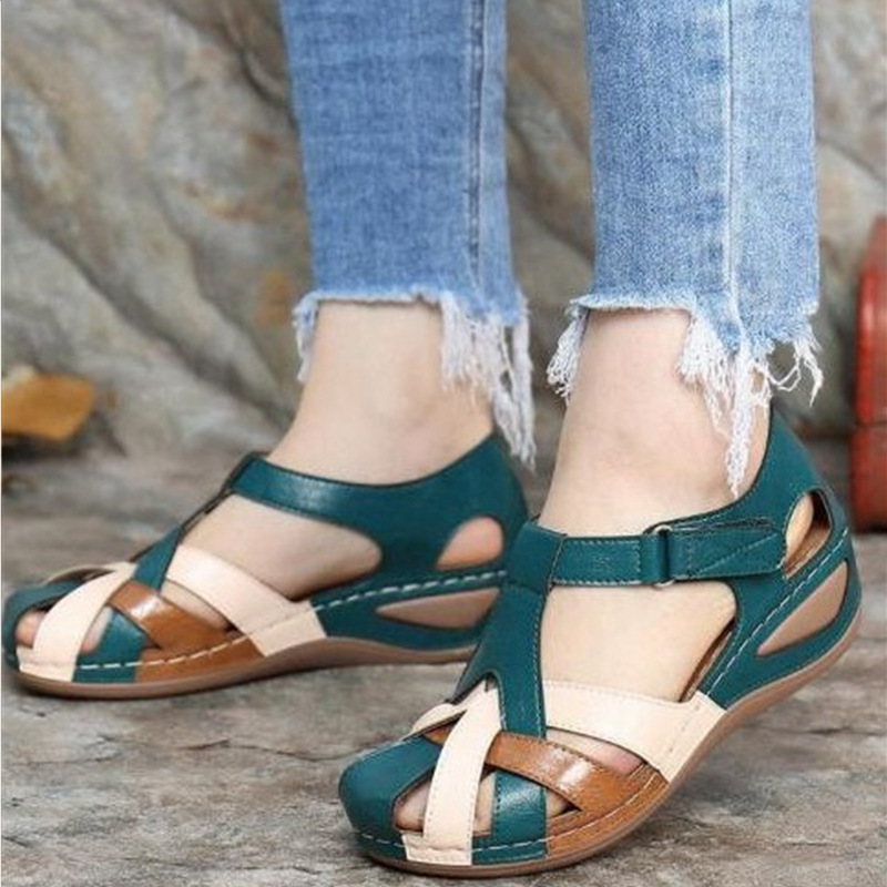fashionable retro women's sandals wedge heel