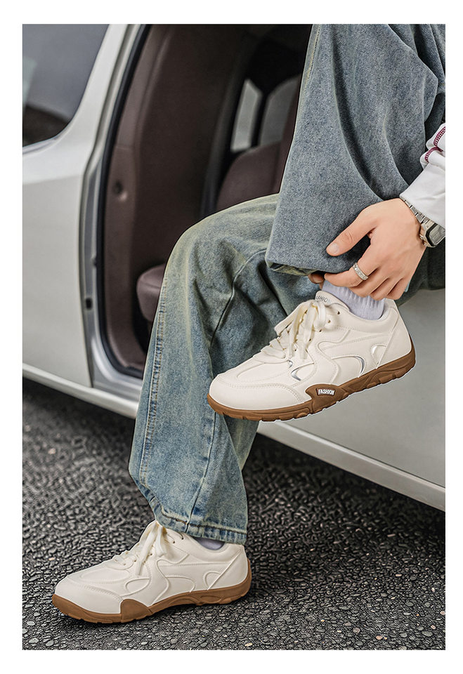 Giày sneaker nam cổ thấp nhẹ nhàng, mũi tròn, dây buộc phía trước, phong cách tối giản — KR 226m Trắng, KR226 xanh vàng chi tiết 15