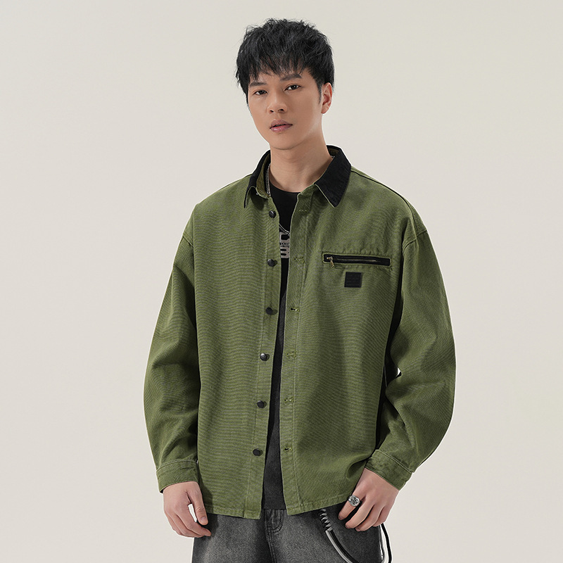 High-End American Retro Carhartt Hunting Shirt Jacket Men's Autum New Contrast Color Stitching Lapel Work Jacket