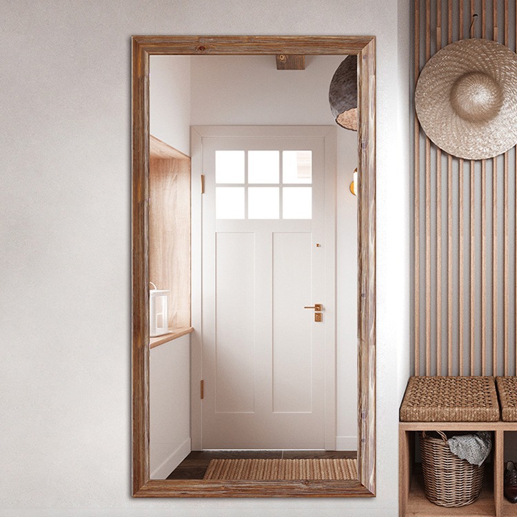 BOLEN-espejo de cuerpo entero americano, espejo de cuerpo entero de madera maciza, estilo ins, espejo de suelo, tienda de ropa para el hogar, espejo grande al por mayor