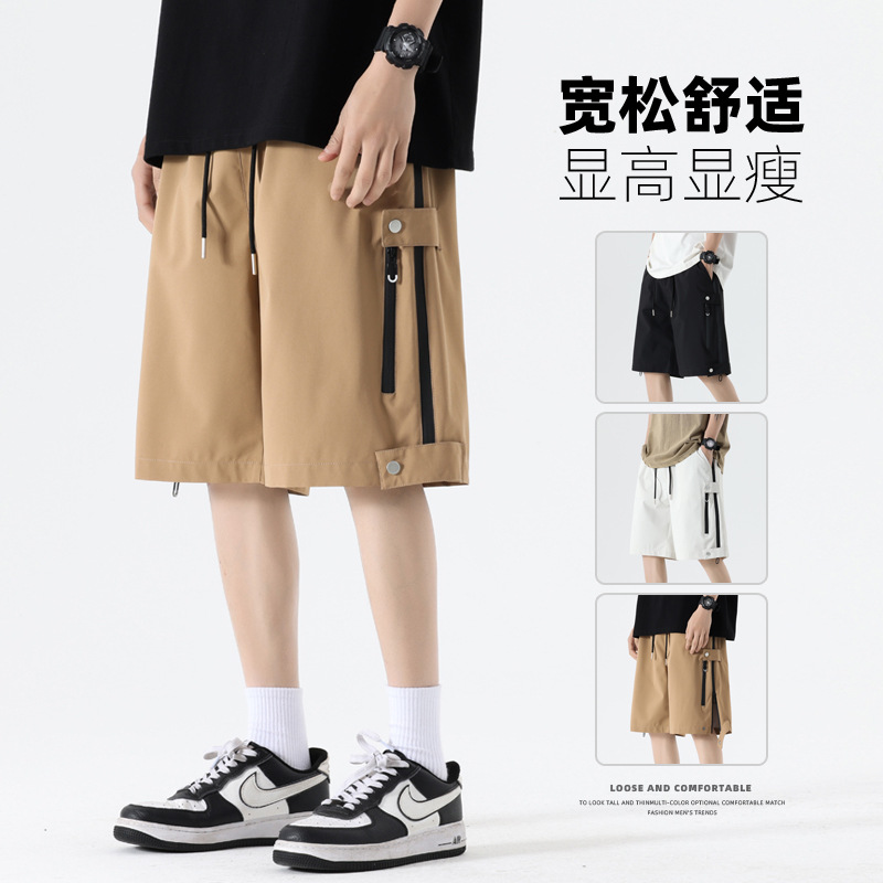 2025 New Summer Popular Multi-Pocket Cargo Shorts Men's American High Street Slightly Trendy Casual Pants Men