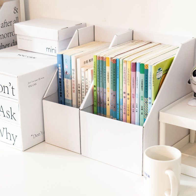 Kraft Paper Bookend Home Desk Student Bookshelf Organizer Desktop Paper Book Information File Storage Box