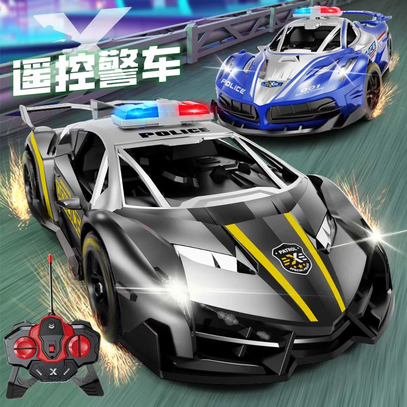 Electric police car, electric car, lightweight racing car, toy for boys, scale 1:18, remote control, 6-12 years