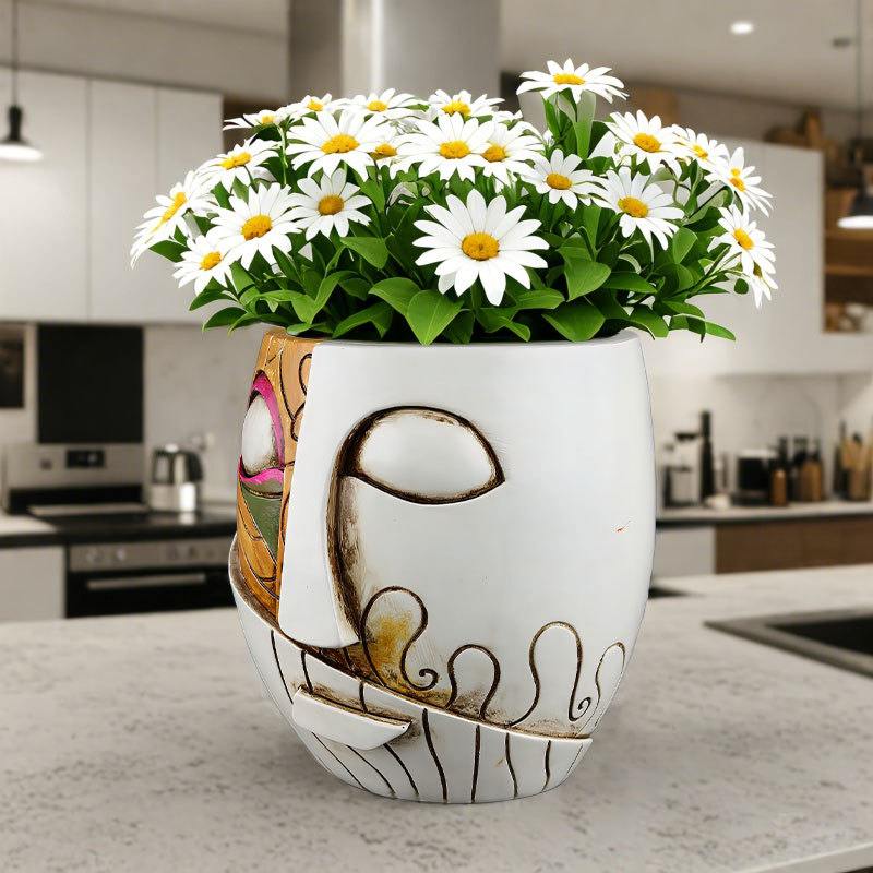  New Creative Pottery Pot Face Mask Flower Pot Resin Craft Garden Green Plant Ornaments Home Window Sill Balcony Decoration
