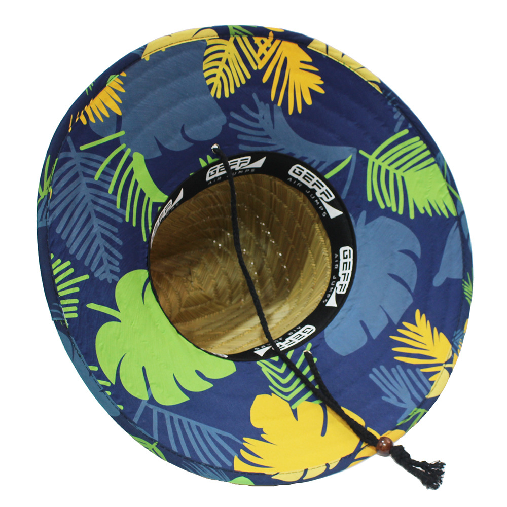 Sombrero de paja para hombre estilo playa, diseño salvavidas, moda verano 2024