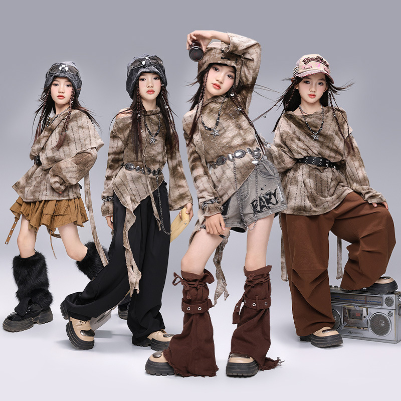 Jazz Dance Costume Girls Korean Dune Waste Soil Style Performance Costume Children's Jazz Women's Group Street Dance Children's Fashion Costume