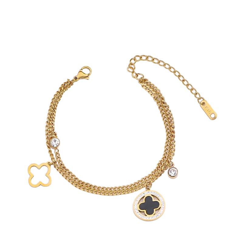 Lucky Clover de alta versión de moda de acero de titanio pulsera de lujo de comercio exterior de Amazon no desvanecer joyas de pulsera