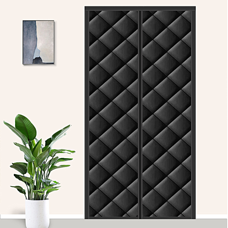Cotton Door Curtain Self-adhesive Autumn and Winter Thermal Insulation Warm Thickened Cold-proof Household Hole-free Oxford Cloth Magnetic Door Curtain