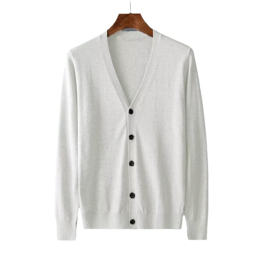 Men's Knit Cardigan Business Casual High-Grade Leisure V-Neck Solid Color Sweater Coat for Men Simple Spring and Autumn Season Knitwear for Men