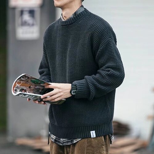 Heavyweight 800g winter sweater, men's thick sweater, Korean style, fashionable loose solid color casual interior couple's coat