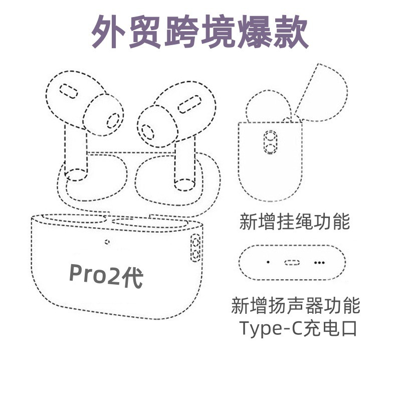 专供外贸华强北蓝牙耳机Pro2五代六代无线TWS跨境爆款一件代发|undefined