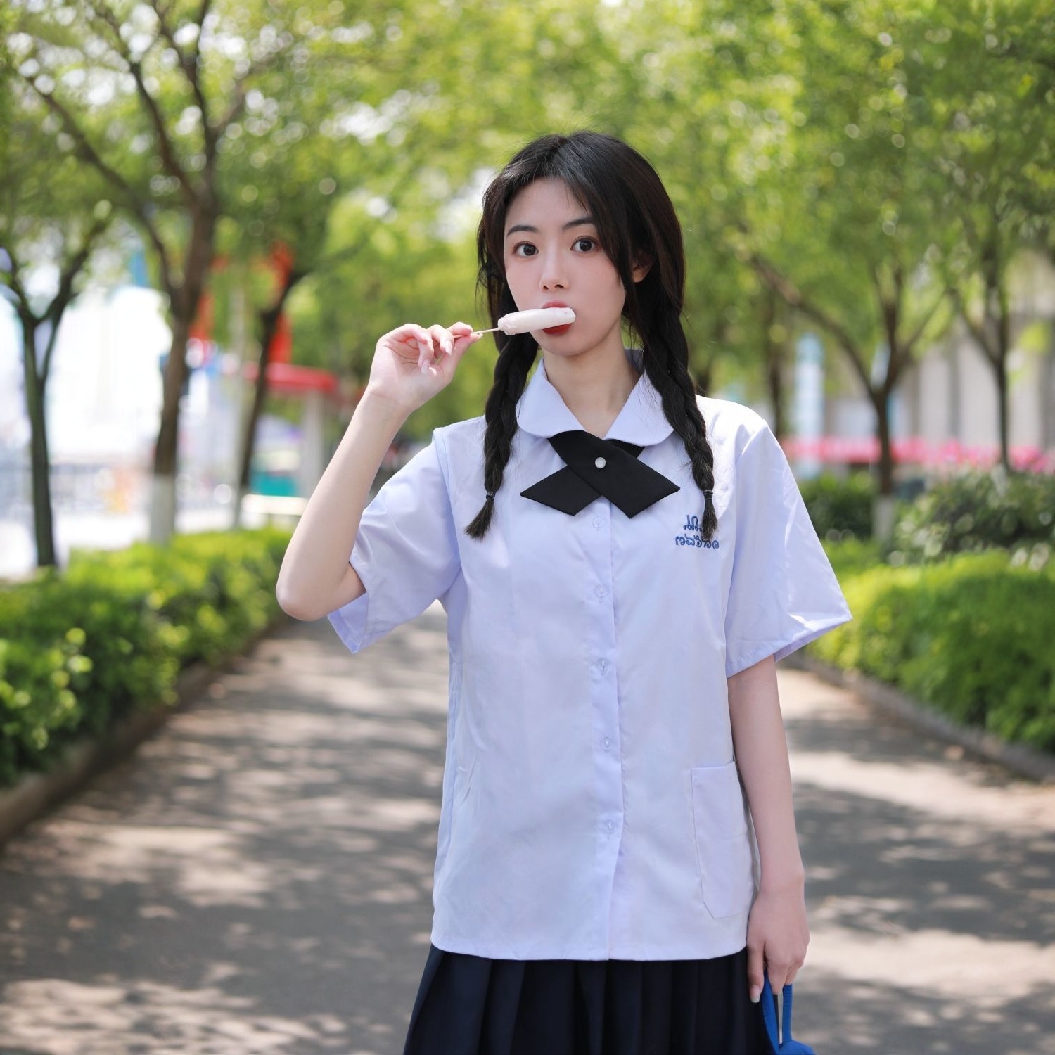 태국 학교 유니폼 JK 유니폼 태국 스타일 셔츠 중학교 학생 수업 옷 여름 세트 대학 스타일 JU JINGYI 같은 스타일 옷