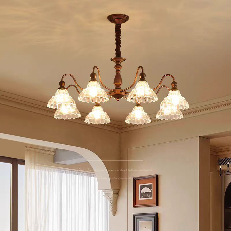 Nuevo estilo francés lámpara de la sala de estar lámpara de dormitorio medieval americana retro lámpara de vestíbulo lámpara de hotel lámpara de comedor lámpara de vidrio