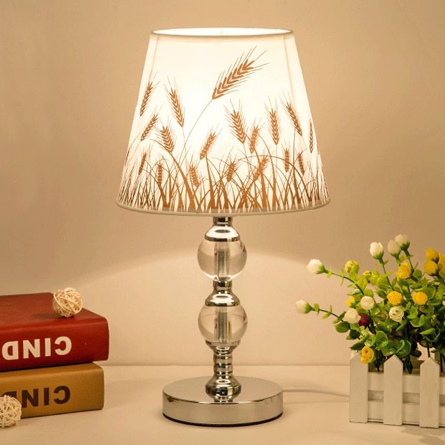 Living Room Bedroom Bedside Crystal Table Lamp European Style Decorative Remote Control Dimming Led Fabric Hotel Bed and Breakfast Study Table Lamp