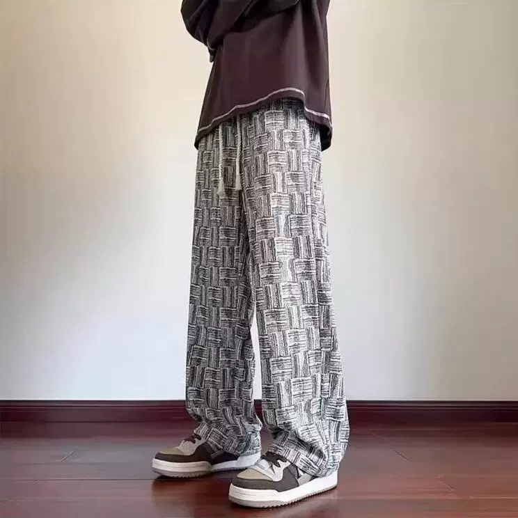 潮仑布休闲裤男款灯芯绒直筒春秋新款运动卫裤阔腿高街男士休闲裤