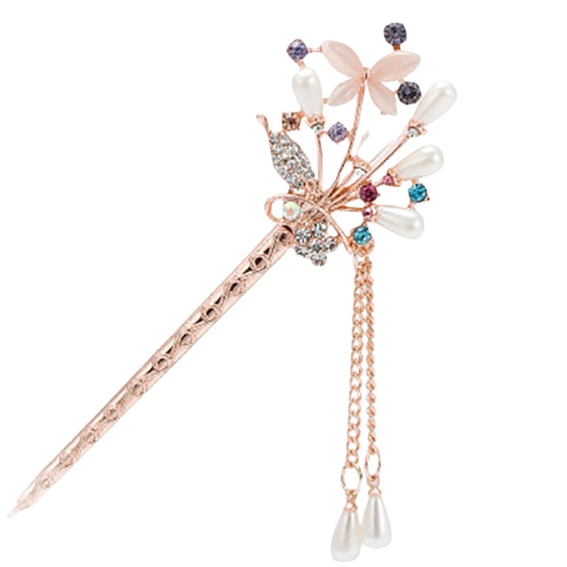 Fuente fábrica estilo caliente horquilla china mujer 2025 primavera y verano estilo antiguo con flecos paso a paso horquilla de aleación accesorios para el cabello cheongsam