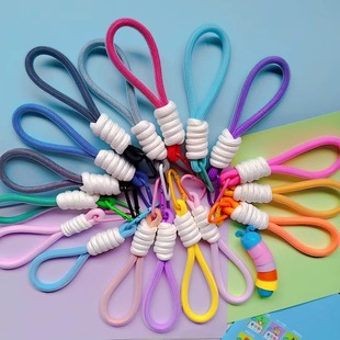 Double Color buckle fluorescent color mesh rope pendant decorative rope hanging pants mobile phone woven water cup with lanyard keychain