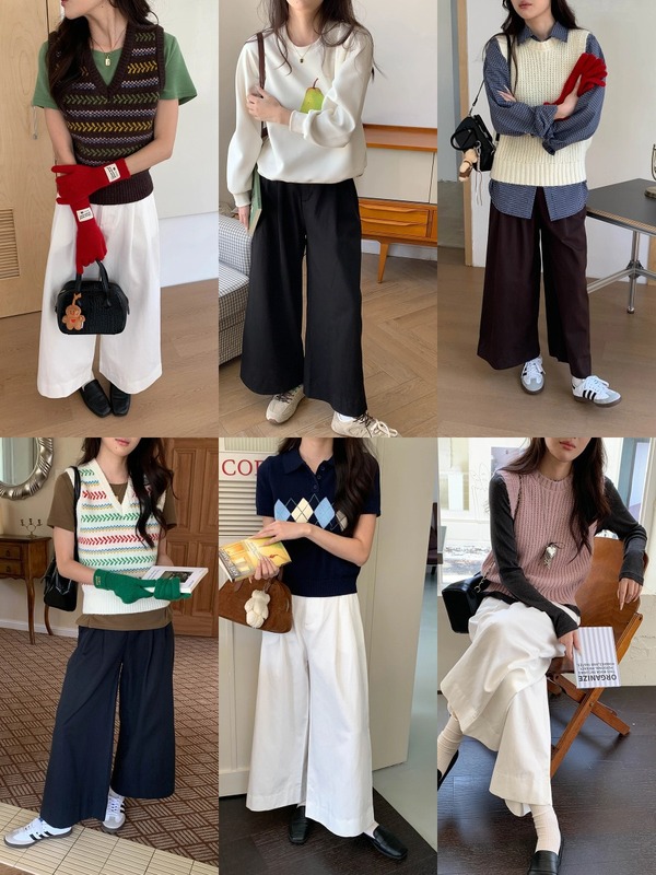 3th Morning 博主舒适区 天丝混纺压褶阔腿宽松休闲裤ZY3346|undefined