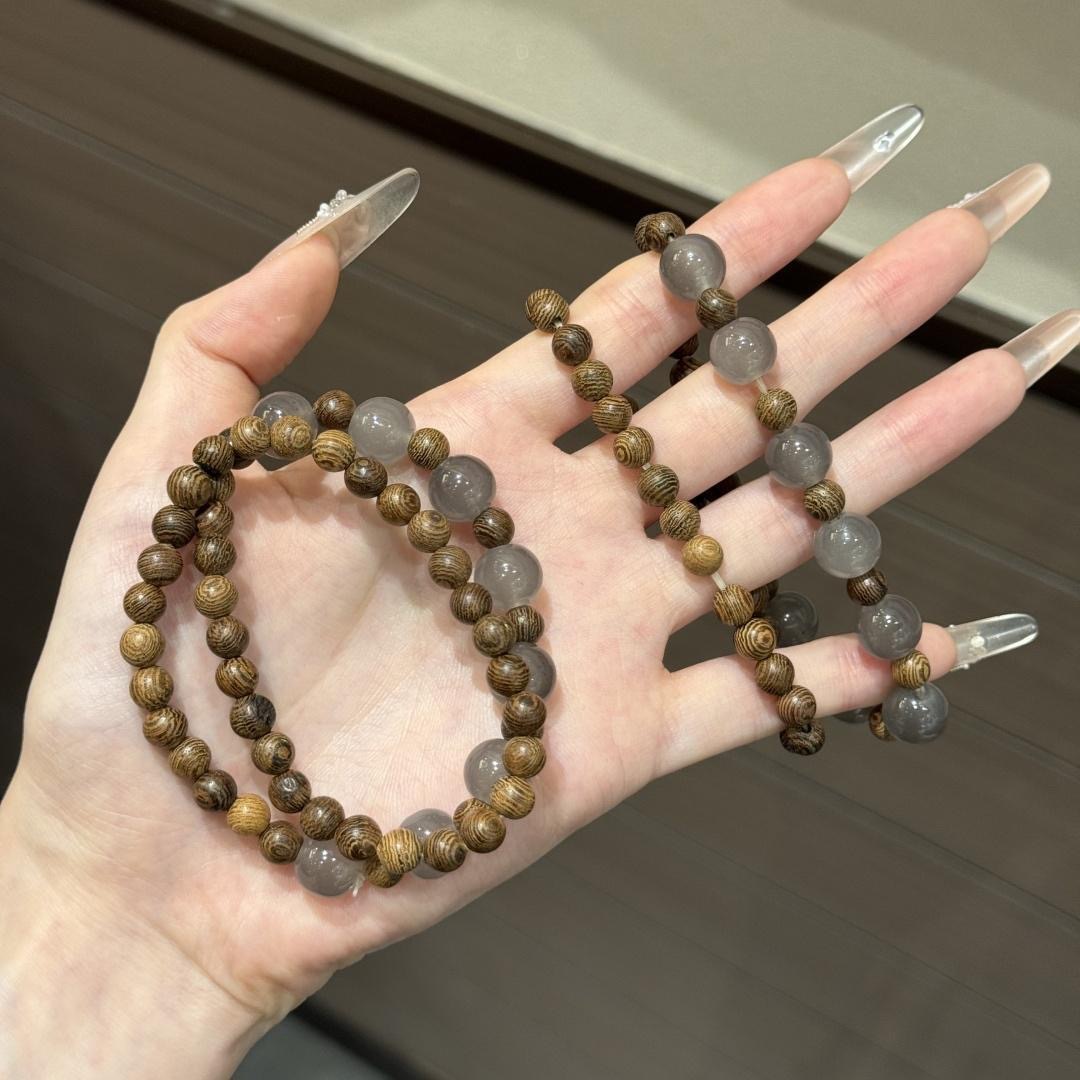 Nueva pulsera de cuentas de paisaje de estilo chino de la mitad de la ciudad Doble capa para usar una pulsera antiguo retro versátil