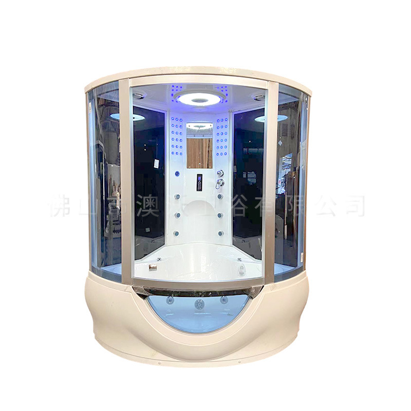 Sala de ducha en forma de abanico con bañera, sala de vapor con pedal, sala de ducha integral, sala de sauna con ducha de vapor integrada