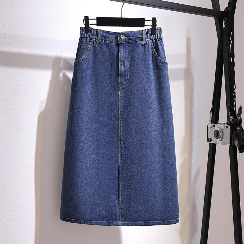 Transforming Style Plus Size Korean Version Loose Fit Versatile Mid-Length Elegant Denim Skirt 2025 Spring and Autumn New Large Size Skirt