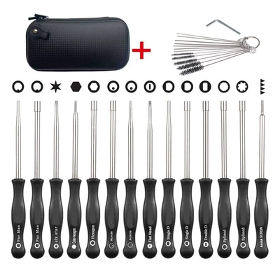Carburetor adjustment screwdriver 14-piece set in black leather case with cleaning brush, suitable for various types of lawn mowers