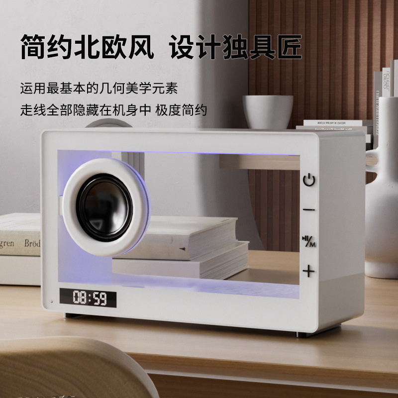 新型M9デュアルスピーカーBluetoothスピーカー、時計表示、クリエイティブな置物、カラフルなライト付き小型スピーカー、家庭用雰囲気照明|undefined