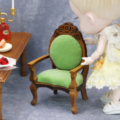 1:12人形屋dollhouseミニ家具木製モデルレトロ栗色桃形椅子手すり椅子