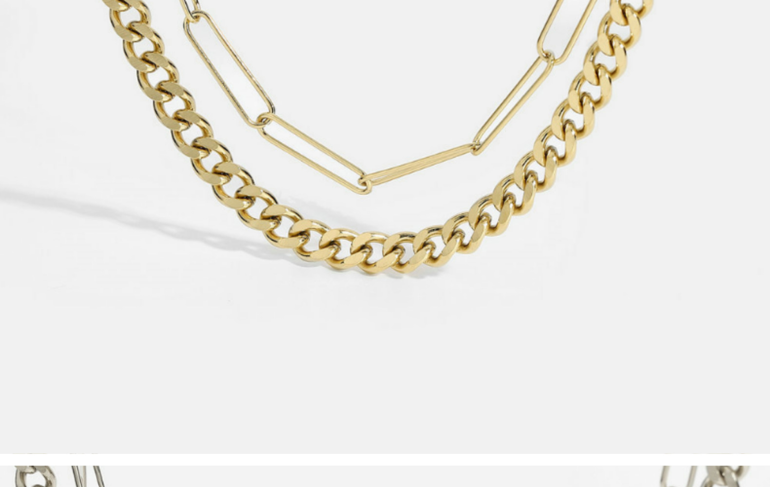 Cuban simple cross doublelayer 14K golden titanium steel necklacepicture4