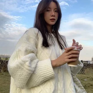 麻花针织衫女韩版提花打底上衣2026秋冬季新款青少年宽松圆领毛衣