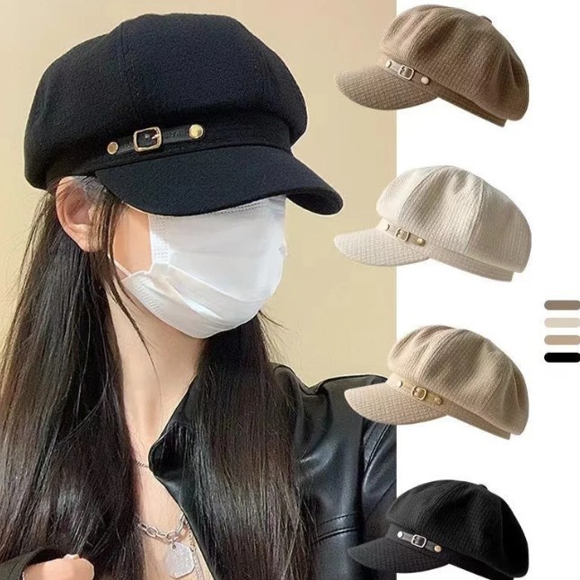 英伦风春秋款贝雷帽子女韩版网红时尚百搭画家帽日系报童八角帽子