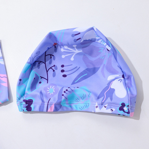 Factory wholesale flowers children swimming cap for boys and girls, non-pressing head comfortable ear-protecting cute swimming cap for babies, fabric hat