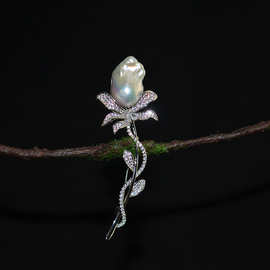 天然淡水珍珠胸针胸花批发巴洛克异形真珍珠高亮精致秋冬高档礼物