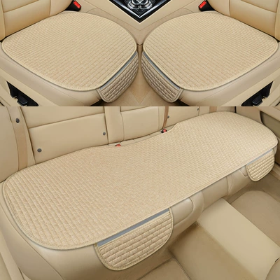 Four Seasons Pad, Linen car seat cushion four - beige-three-piece-set-small-linen-brick