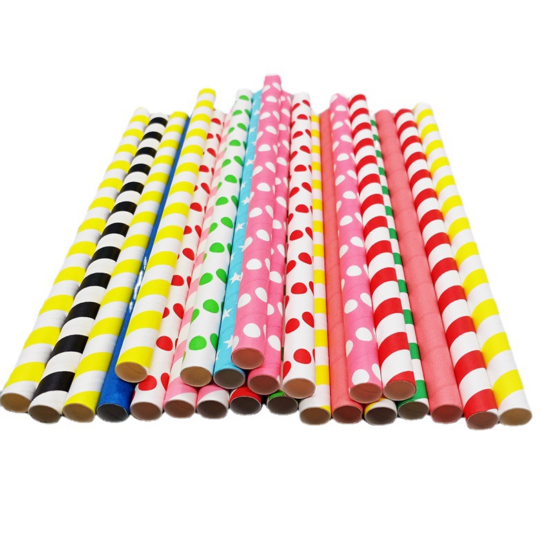 10mm gran diámetro perla leche té paja desechable degradable durable papel plano tubo recto papel paja