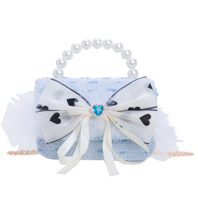 Bolso de hombro para niña con fragancia pequeña coreana, bolso de perla con lazo de amor, bolso de mensajero para niños con cadena
