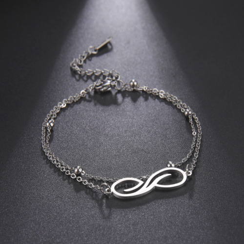 Bestselling Bohemian Infinity Symbol Anklet Stainless Steel Double Beaded Chain Sandal Anklet for Women Fashion Accessory