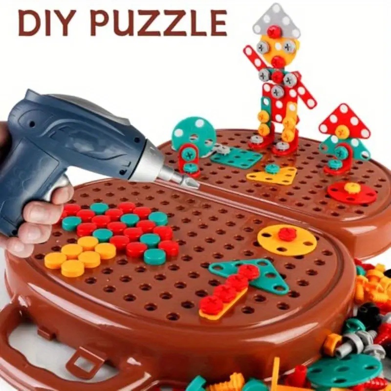 Caja de herramientas de desmontaje manual para niños transfronterizos tuerca DIY plato tridimensional tornillo montaje de bloques de construcción juguete educación temprana