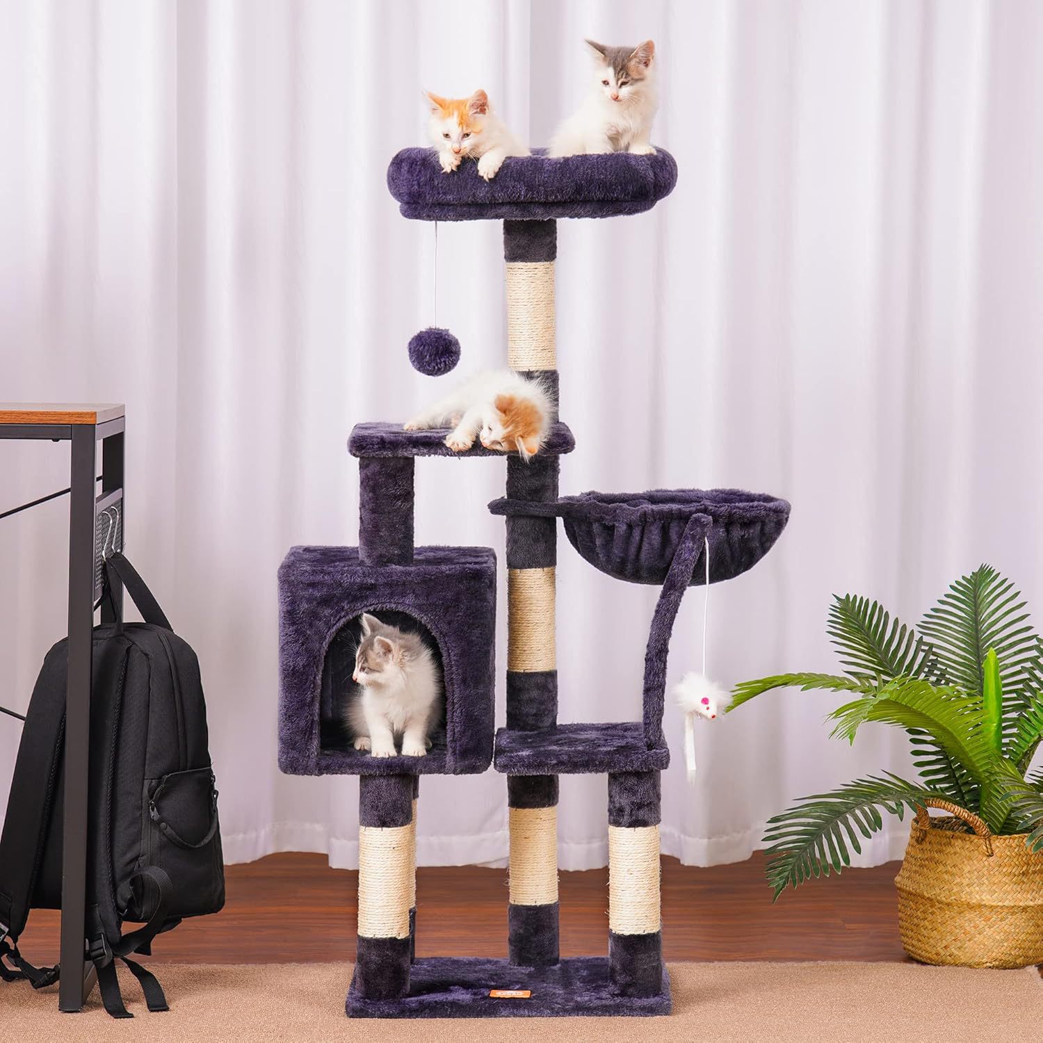 Estante de gato personalizado gato nido de gato árbol todo en un gato estante gato agarrar árbol a través de la cápsula espacial columna pequeña escalada grande