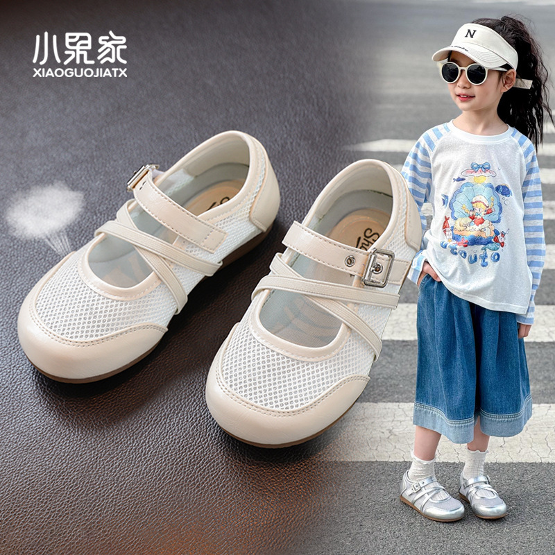 女童皮鞋儿童鞋子英伦风银色透气浅口单鞋小女孩春夏童鞋小学生女