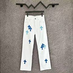 2025年新作 Chrome Hearts CH クロムハーツ マイアミ ホワイト＆ブルー 限定クロスレザージーンズ