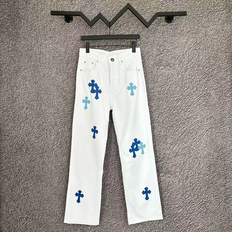 2025年新作 Chrome Hearts CH クロムハーツ マイアミ ホワイト＆ブルー 限定クロスレザージーンズ|undefined