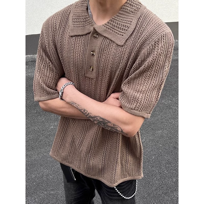 Американский cleanfit старый денежный стиль Генри с короткими рукавами футболка мужской полый ленивый стиль дизайн трикотажный топ