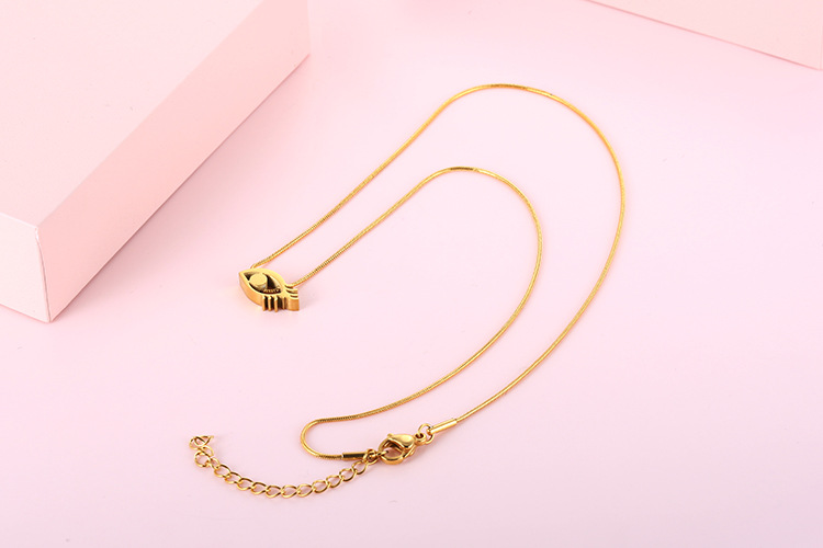 fashion golden eye titanium steel clavicle chain earrings set wholesale Nihaojewelry
