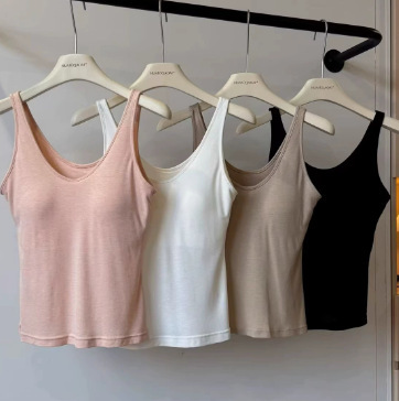 Nuan Xiao Ai X304 Pure Desire Camisole for Women, Slim Fit with Built-In Chest Pad, Integrated Cup, Spring and Summer Lingerie Camisole for Women Nuan Xiao Ai X304 Pure Desire Camisole for Women, Slim Fit with Built-In Chest Pad, Integrated Cup, Spring and Summer Lingerie Camisole for Women